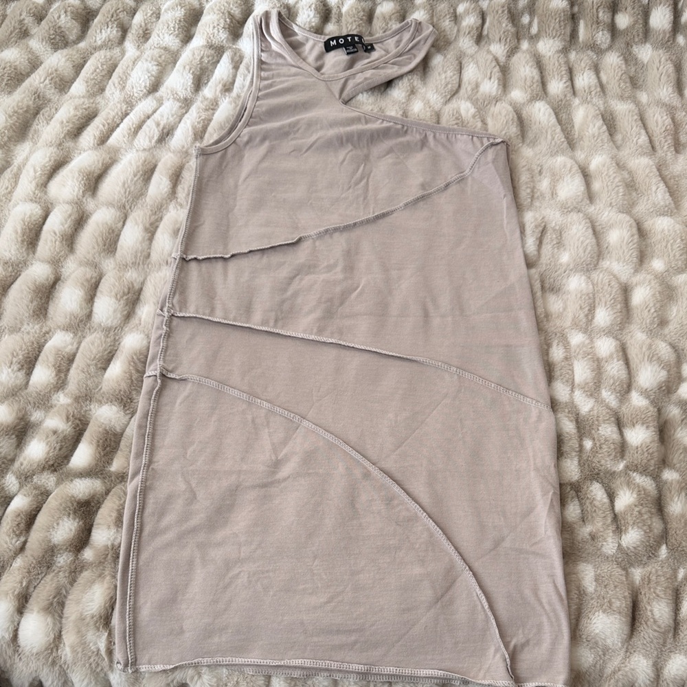 Motel Rocks Beige One Shoulder Dress